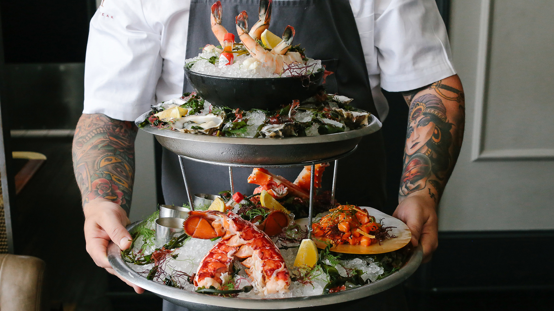 Seafood Tower at Bourbon Steak Los Angeles in Glendale